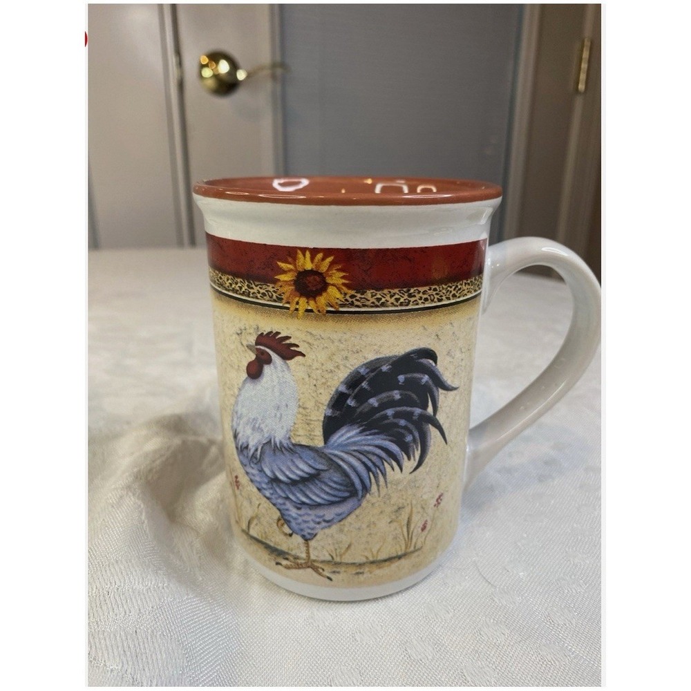 Gibson  Everyday Mug Rust Multicolor‎ Rooster 10 ounce Microwave/DW safe
